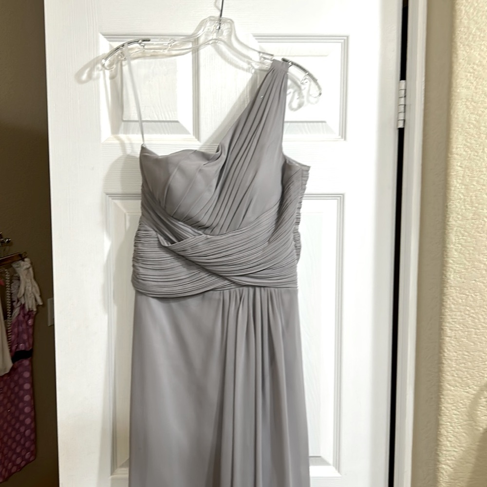 Long Gray Chiffon Gown